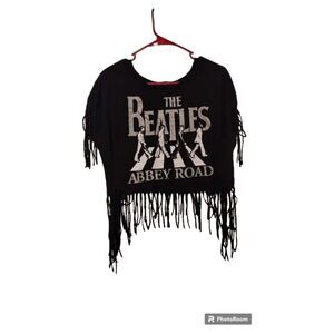 The‎ Beatles band fringe black crewneck tee